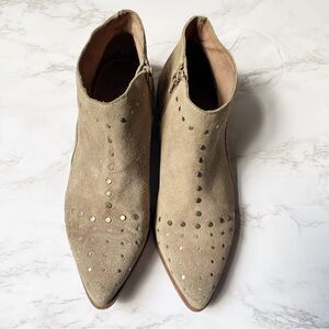 Free People Aquarian Western Suede Leather Studded Ankle Boots Flat Boho 38 8